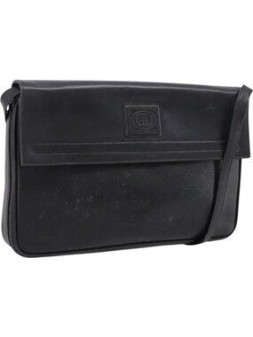 GUCCI Shoulder Bag Leather Black Gold
